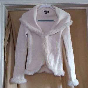NWOT Bebe Rabbit Fur Lined Sweater Cardigan SzM